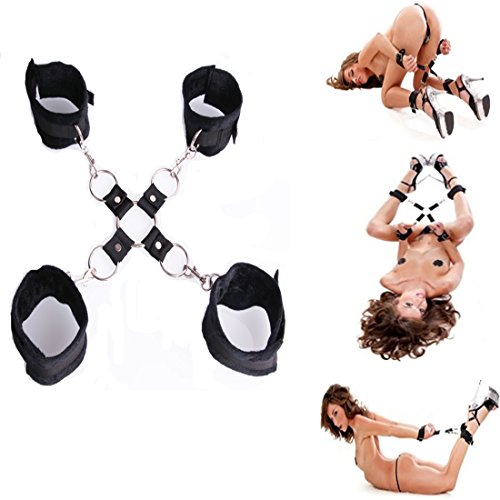 Fetish Cuffs Bondage,Ivysky Under Bed Restraint Cross-Linking Plush Handcuffs and Shackles for SM Sex Games