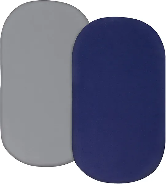 Bassinet Sheets for Baby Boy Girl 2 Pack Bassinet Sheet Set Universal Soft Cradle Sheets Fit for Oval Rectangle and Hourglass Bassinet Mattress, Bassinet Sheets, Grey&Navy