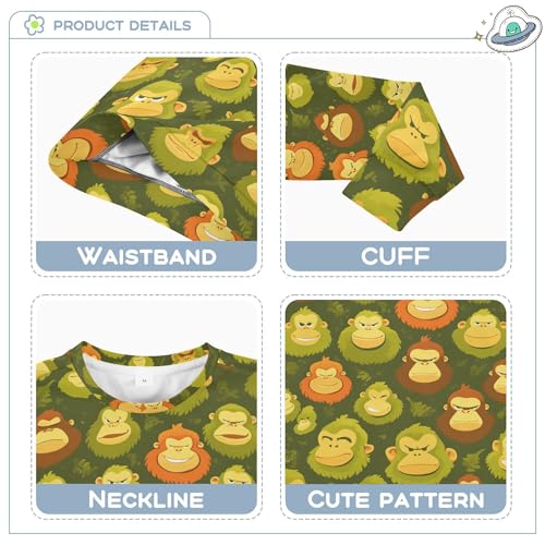 JUNZAN Cute Cartoon Orangutans Dark Green Little Kids Sweatshirts Hoodies Fleece Boys Sweat Shirt Athletic 4T3