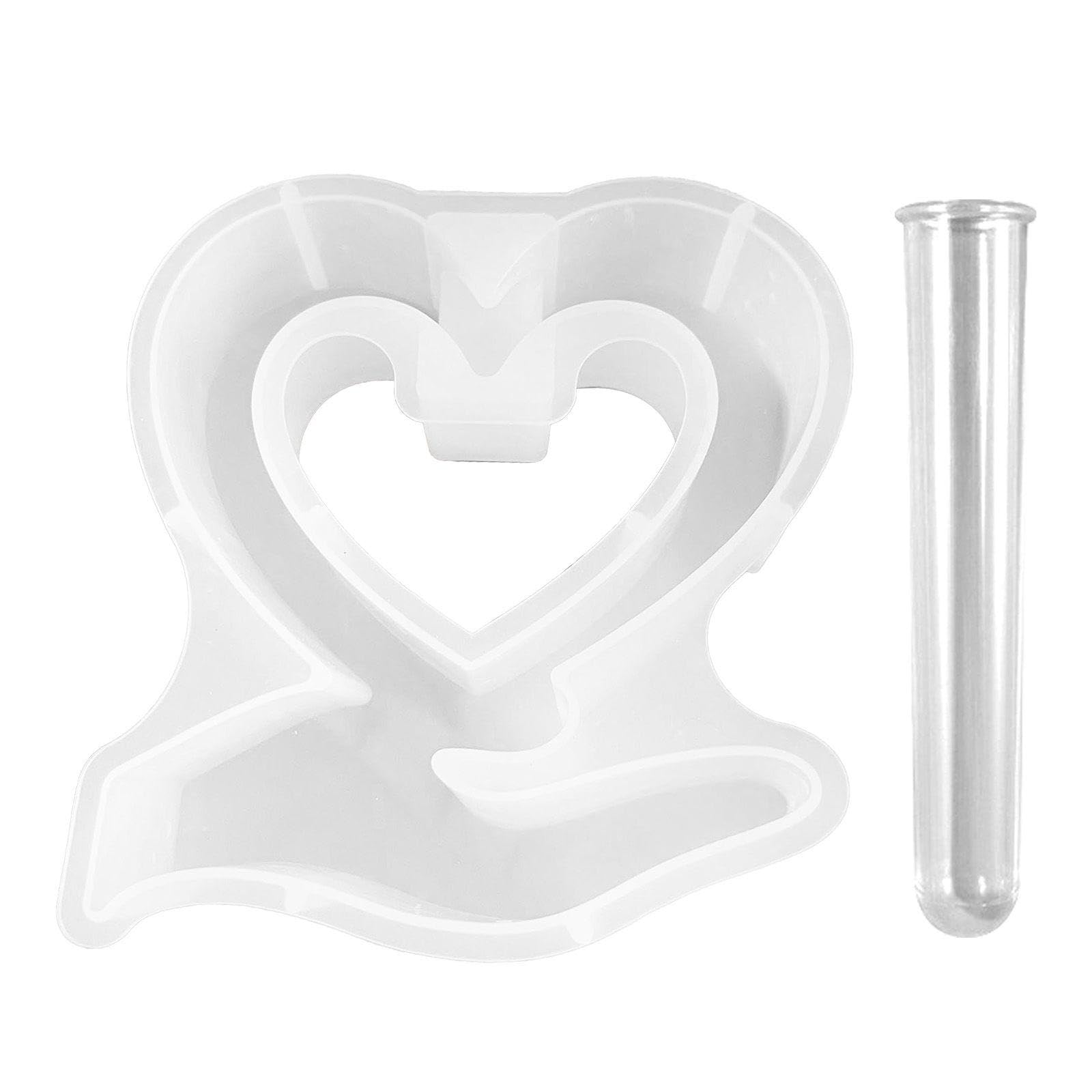 TVSVKWE 1 Piece Heart Mold And 1 Piece Acrylic Test Tube, Creative Ornament Making, Diy Tools, Silicone Mold, Casting Mold.