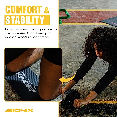 Bionix Ab Roller Exercise Wheel With Knee Mat & Non Slip Handles - Fitness Abs Roller Wheel Core Workout Cruncher Trainer, Home Gym Equipment Strength Training, Abdominal Ab Wheel - Image 6
