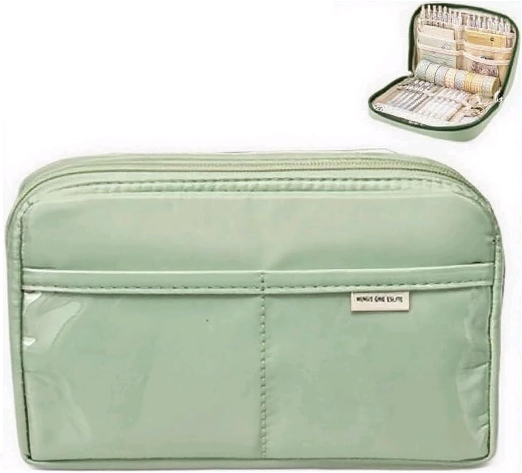 Kawaii – Aesthetic Pencil Case, Large-Capacity Canvas Pouch, Green