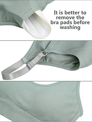 SATINIOR 4 Pack Women's Sports Bra, Padded Ribbed Cami Bra Seamless Bralette Wireless No Underwire Workout Tank Top4