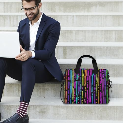 Bolsa para Laptop con Estampado a Rayas Vivid, Multi-bolsillos miniatura 3