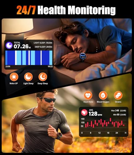 Image of Smart Watches for Men with 900mAh(60+Standby),1.73 inch AMOLED Reloj Inteligente para Hombre with Bluetooth Call,110+ Sports Mode Fitness Tracker /Heart Rate Sleep Health Monitor /Android iOS Smart watch