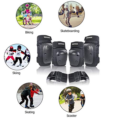 image for LANOVAGEAR Knee Elbow Pads with Wrist Guard Adjustable Toddler to Adul