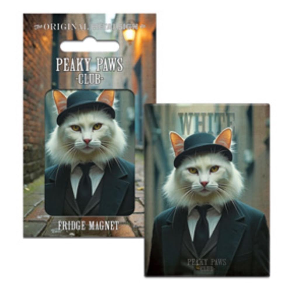 Fridge Magnet (65 x 90 mm) - Peaky Paws Club - White Cat