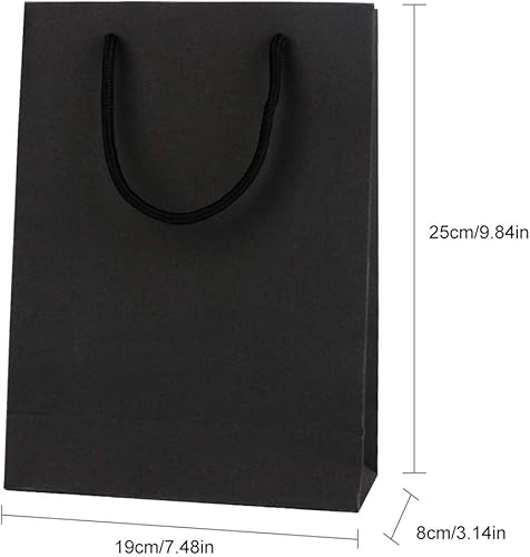 Miniatura 2 de Driew - Bolsas de regalo medianas color negro con asas de 7.5 x 3 x 10 pulgadas, paquete de 50 unidades