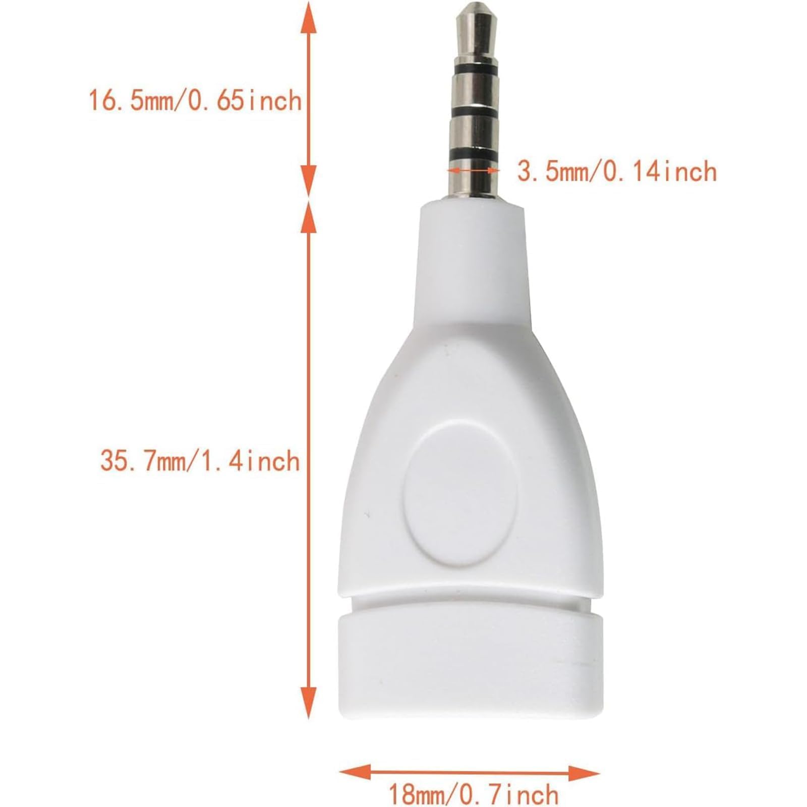 THE WHITE SHOP 2PCS Converter 3.5mm Male AUX Plug to USB 2.0 Female Converter Adapter for Car Connector Accessories