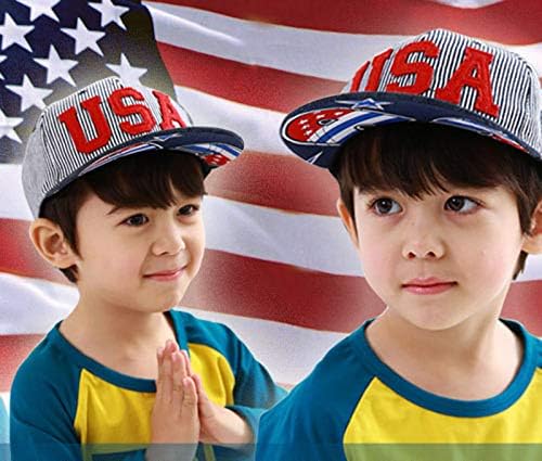 Miniatura 2 de Sombrero de béisbol a rayas para niños pequeños, sombrero de béisbol con diseño de bandera estadounidense