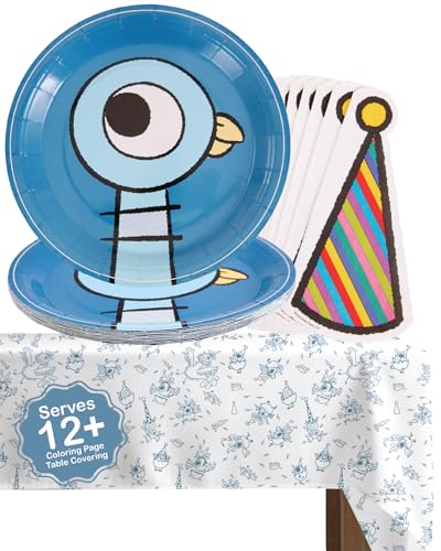 Kit anniversaire oiseau Mo Willems avec serviettes jetables et grande nappe