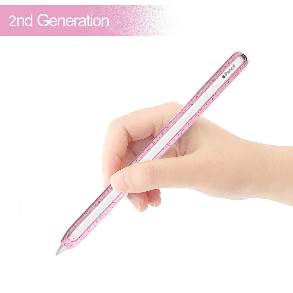 anzela Case for Apple Pencil 2, Soft TPU Grip Pouch Scratch-Proof TPU Protective Shell Apple Smart Pencil 2 Protector Apple Pencil 2 Holder, Clear Red