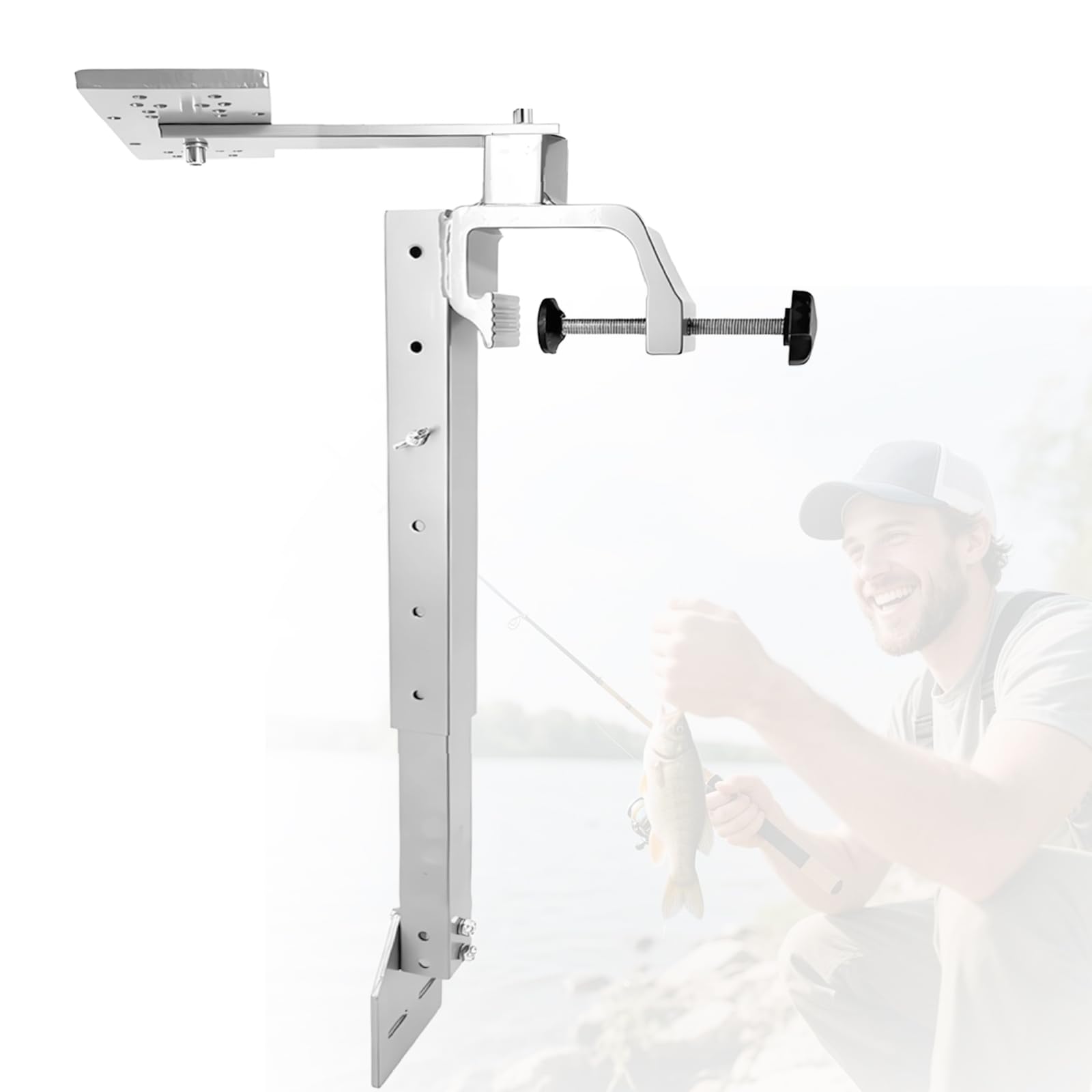 Soporte para Sonda de Pesca, Soporte de Aluminio Giratorio 360° Resistente a la Corrosión, Altura 36-59cm