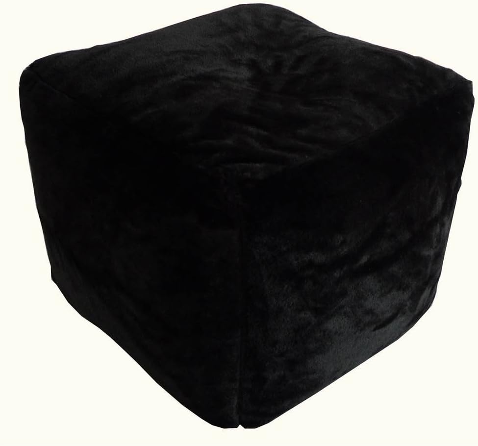 Faux Fur Pouf - Black