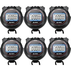Pgzsy 6 Pack Round Style Multi-Function Electronic Digital Sports Stopwatch Timer, Large Display with Date, Time and Alarm Function, Ideal for Sports Coaches and Referees