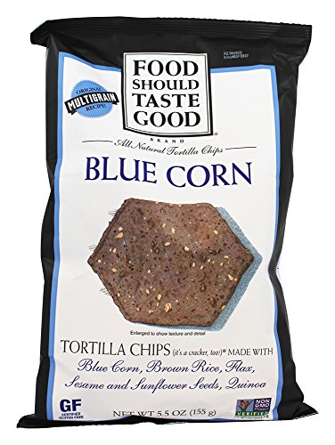 Food Should Taste Good - All Natural Tortilla Chips Blue Corn - 5.5 oz (pack of 2) by Food Should Taste Good
