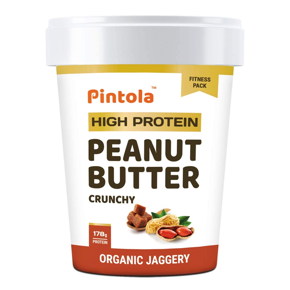 BBRATS Pintola HIGH Protein Peanut Butter (ORGANIC JAGGERY) (Crunchy, 510g)