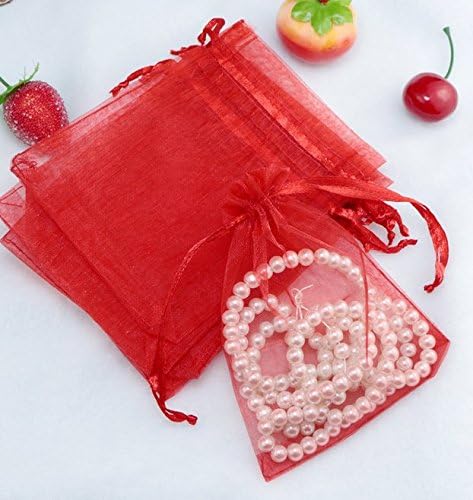 Wedding Favour Jewellery Pouches, Organza, red, 100-Piece