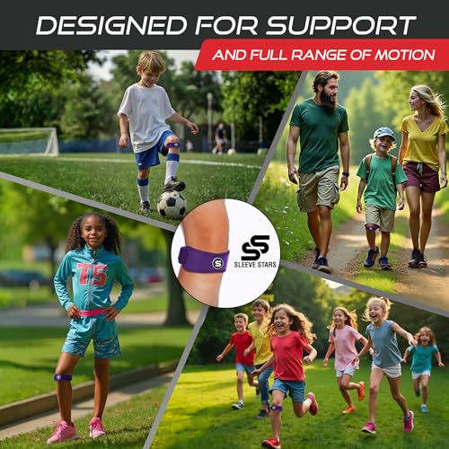 Image of Sleeve Stars Swedish Brand Patellar Tendon Support Strap for Women & Men Effective Osgood Schlatter Knee Brace Youth & Kids Knee Brace with 3 Adjustable Length fits 7 inch-15 inch (Single /Dark Purple /Kids)