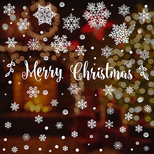 275PCS Noël Flocons de Neige Autocollants Fenetre, PVC Stickers Film Electrostatique Réutilisable Autocollant Noël Décoration pour Fenêtre Vitre Cover