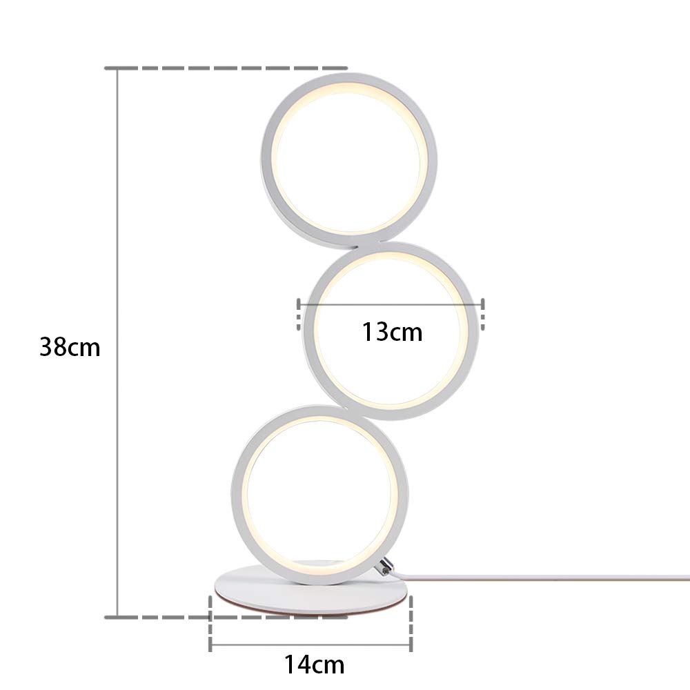 GBLY Lámpara de mesa LED táctil regulable lámpara de noche moderna anillo | lámpara de escritorio blanca lámpara de noche blanca cálida con interruptor y enchufe para dormitorio sala de estar estudio