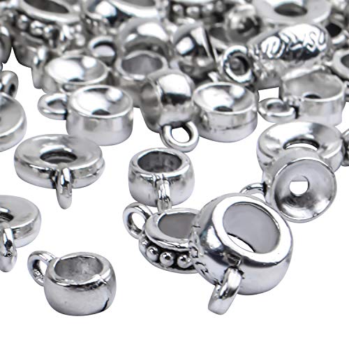 100G (About 100-150Pcs) Tibetan Silver Bail Beads Jewelry Connector Bails Beads For Necklace Bracelet Jewelry Making,5 Styles #TOP3