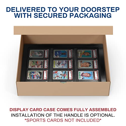 PENNZONI Baseball Card Display Case - 12 Graded Sports Card Display Frame Lockable - PSA Graded Card Case with UV Protection | Card Display for Football & Basketball | Black