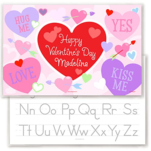 Valentine Heart Personalized Placemat for Kids, 18 Inches x 12 Inches, Laminated, by Art Appeel