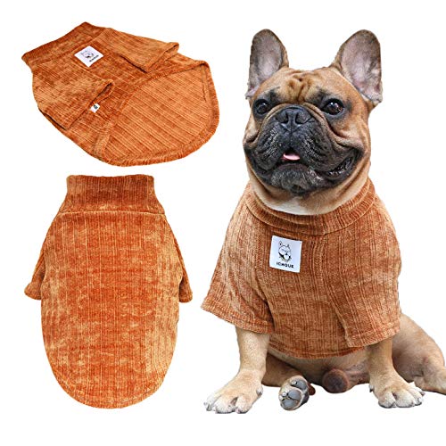 iChoue Pet Dog Jumpers Winter Warm Sweater Clothes Turtleneck for English Bulldog Bully Pitbull Corduroy Cold Weather Pullover Coat Shirt - Image 4