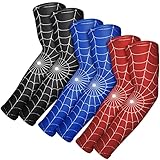 3 Pair Halloween Spider Arm Sleeves for Men Women Spider Web Tattoo Arm Sleeves compression UV Protection Cover for Halloween Party Cosplay Supplies