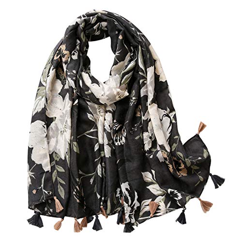 Clest F&H Bufandas florales étnicas ligeras Otoño Invierno Chal cruzado para mujer