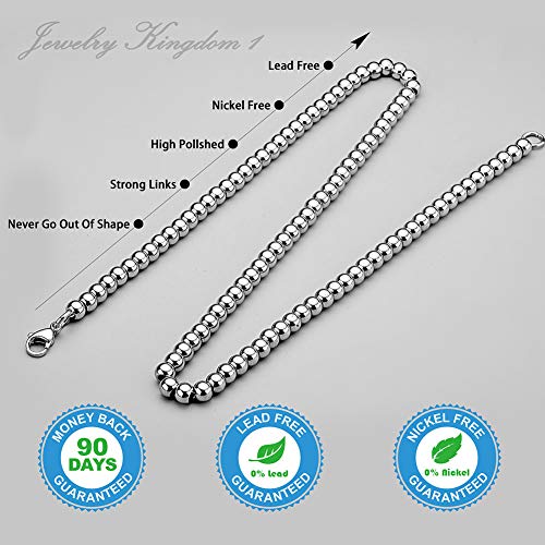 Image of Necklace or Bracelet for Women and Men, Beaded Chain Stainless Steel, Handmade Jewelry, Thick of 6-8MM and Length of 7-40 inch Optional