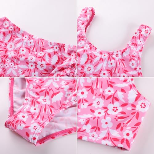 Image of GRACE KARIN Girls Bathing Suit Adjustable Taniki Swimsuit Tie Front 4 Piece Bikini Set with Kimono Cover Up 6-14