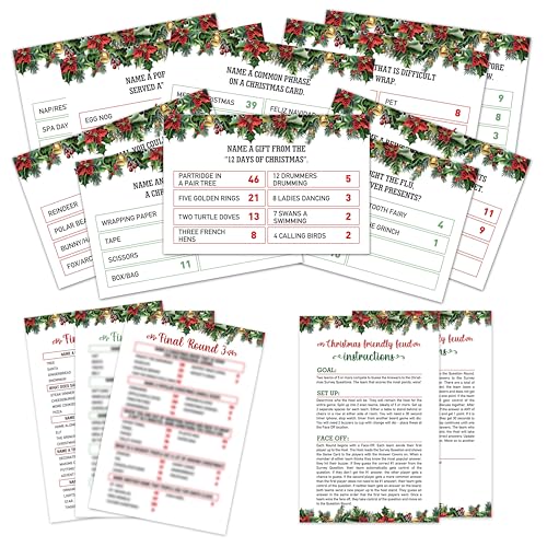 Christmas Games For Families Christmas Friendly Feud Game Holiday Games For Adults Large Group Party Christmas Party Games Christmas Trivia Card Games - a003