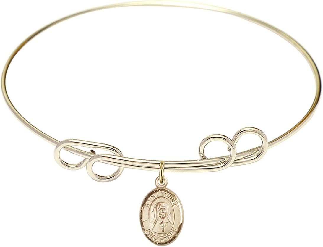 Round Double Loop Bangle Bracelet w/St. Louise de Marillac in Gold-Filled