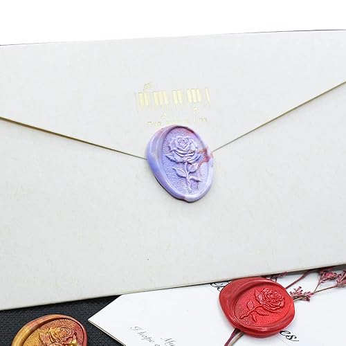 Miniatura 6 de PXIRANZR Sello de cera sello de cera de sellado 3D vintage sello de cera extraíble para invitación de boda embalaje de regalo rosa 1