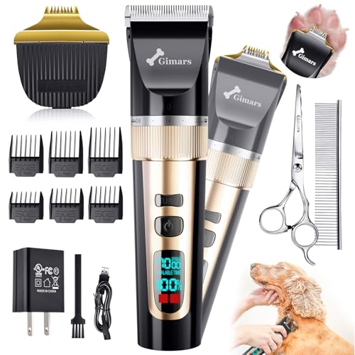 Gimars 4 in 1 Dog Grooming Clippers with Small Trimmer, 7000RPM High-Power 4-Speed Quiet Pet Shaver...