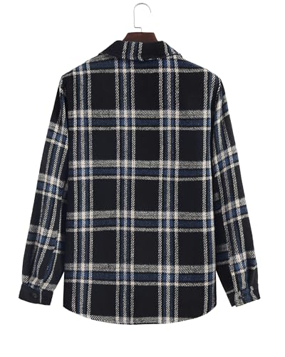Image of ZAFUL Unisex Plaid Flannel Shirt Jacket Button Down Long Sleeve Pocket Coat Outwear | Mens Fall Clothes Lightweight Long Sleeve Button Down Flap Pocket Jacket Tops for Fall&Winter 2026
