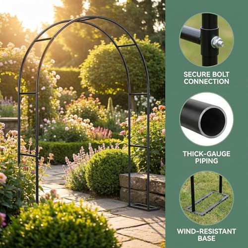 Arche de jardin en métal anti vent avec base renforcée