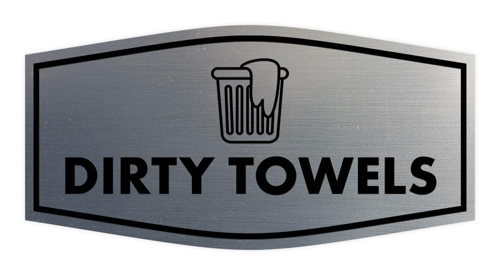 Signs ByLITA Fancy Dirty Towels Sign (Brushed Silver) - Small 1 Pack