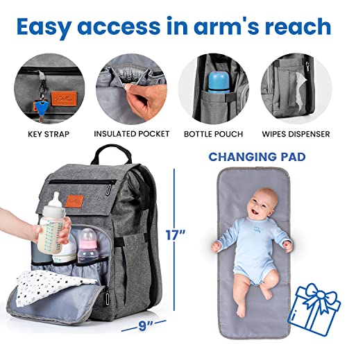 Pillani 000 Baby Diaper Bag Backpack - Baby Bag For Boys & Girls - Diaper Backpack - Large Travel Diaper Bags W/Changing Pad - Baby Registry Search & Shower Gifts Newborn Essentials & Items thumb #4