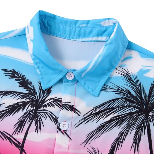 Image of UNICOMIDEA Boys Hawaiian Outfits Tropical Print Button Down Shirt + Swim Trunks 2 Piece Sets for 5-12T Kids