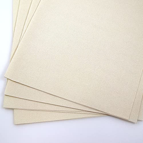 Image of KCS 4 /6 pc of 12 inch x 18 inch 18CT Counted Cotton Aida Cloth Cross Stitch Fabric (4 pc, Cream)