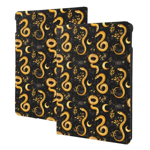 Étui pour iPad 10.2 compatible 9e 8e 7e génération avec fonction veille motif serpent doré