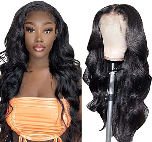 JISHENG Body Wave Lace Front Wigs Human Hair Pre Plucked 20inch 13x4 Lace Frontal Wigs Human Hair Transparent Lace for Black Women Natural Hairline with Baby Hair 150% Density