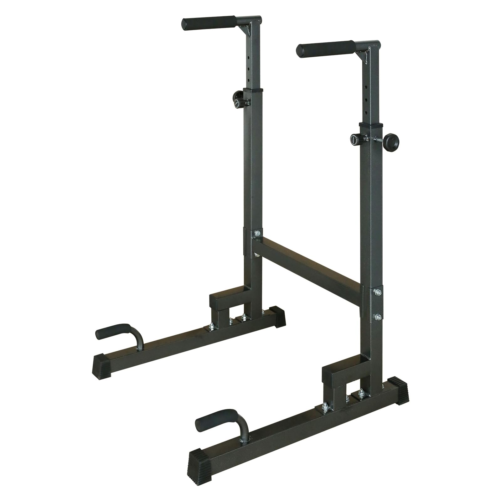 SPOFLYINN Dip Station Power Tower Pull Up Bar Stand Adjustable Height Heavy Duty Multi-Function Fitness Training Equipment For Gym Home Office Black