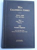 West's California Codes Penal Code Text and Index, 1968 Cumulative Supplement B00110GC00 Book Cover