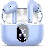 ecouteur bluetooth mini tunisie Btootos Écouteurs Bluetooth 5.4 Stéréo HiFi avec 4 HD Mics, Bluetooth, Mini Casque Sans Fil 40 Heures Casque Bluetooth pour Android/iOS, USB-C, LED Affichage, Earbuds IP7 Imperméables, Blanc Violacé