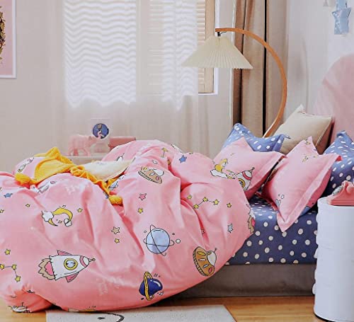 Image of 221TC Kids Glace Cotton Cartoon Candy Toffee Printed Bedsheet for Double Bed King Size with 2 Pillow Covers (Multicolour, 90x100inch)