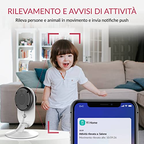 YI Home Camera 1080p Kit da 2 ,IP Camera WiFi,Telecamera Interno di Sorveglianza con Rilevamento di Movimento,Notifiche Push,Audio Bidirezionale,Visione Notturna,Smart Videocamera per telefono,laptop